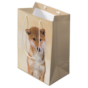 Shiba Inu (Rot) Malerei - Original Hunde Kunst Mittlere Geschenktüte