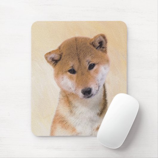Shiba Inu (Rot) Malerei - Original Hunde Kunst Mousepad (Mit Mouse)