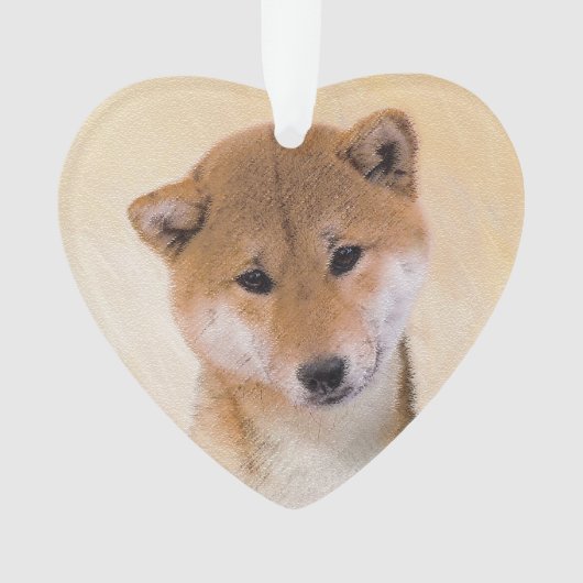 Shiba Inu (Rot) Malerei - Original Hunde Kunst Ornament (Vorderseite)