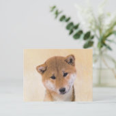 Shiba Inu (Rot) Malerei - Original Hunde Kunst Postkarte (Stehend Vorderseite)