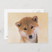 Shiba Inu (Rot) Malerei - Original Hunde Kunst Postkarte (Vorne/Hinten)