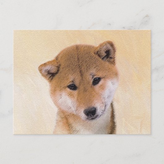 Shiba Inu (Rot) Malerei - Original Hunde Kunst Postkarte (Vorderseite)