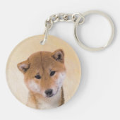 Shiba Inu (Rot) Malerei - Original Hunde Kunst Schlüsselanhänger (Rückseite)