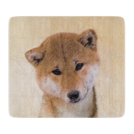 Shiba Inu (Rot) Malerei - Original Hunde Kunst Schneidebrett (Vorderseite)