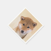 Shiba Inu (Rot) Malerei - Original Hunde Kunst Serviette (Ecke)