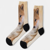 Shiba Inu (Rot) Malerei - Original Hunde Kunst Socken (Linkes Detail)