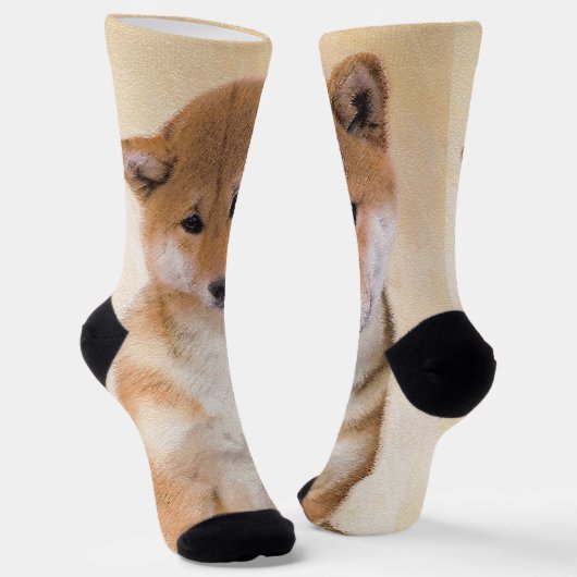 Shiba Inu (Rot) Malerei - Original Hunde Kunst Socken (Gewinkelt)
