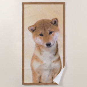 Shiba Inu (Rot) Malerei - Original Hunde Kunst Strandtuch