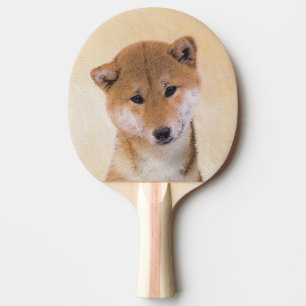 Shiba Inu (Rot) Malerei - Original Hunde Kunst Tischtennis Schläger