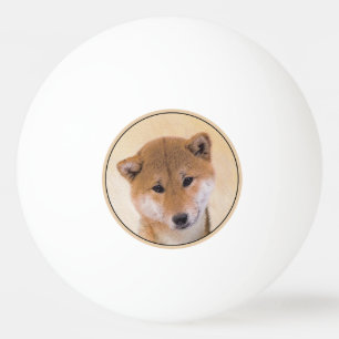 Shiba Inu (Rot) Malerei - Original Hunde Kunst Tischtennisball