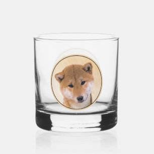 Shiba Inu (Rot) Malerei - Original Hunde Kunst Whiskyglas