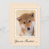 Shiba Inu (Rot) Malerei - Original Hundekunst Einladung (Vorne/Hinten)