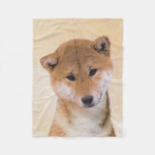 Shiba Inu (Rot) Malerei - Original Hundekunst Fleecedecke