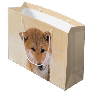 Shiba Inu (Rot) Malerei - Original Hundekunst Große Geschenktüte