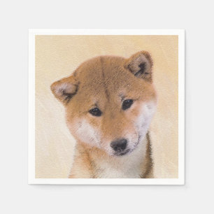 Shiba Inu (Rot) Malerei - Original Hundekunst Serviette