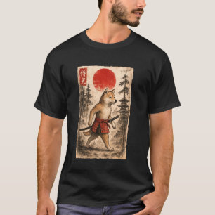 Shiba Inu Samurai Krieger Vintage Japanische Ukiyo T-Shirt
