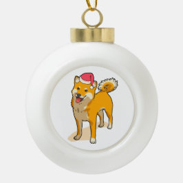 Shiba Inu Santa Claus Weihnachten Keramik Kugel-Ornament