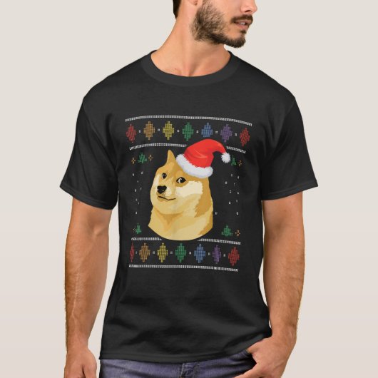 Shiba Inu Santa Hat Ugly Christmas Pajama Funny Do T-Shirt (Vorderseite)