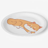 shiba inu schlafender Cartoon Pappteller (Schrägansicht)