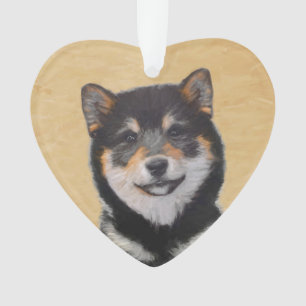 Shiba Inu (Schwarz und Braun) Malerei - Hundekunst Ornament