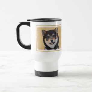 Shiba Inu (Schwarz und Braun) Malerei - Hundekunst Reisebecher