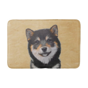 Shiba Inu (Schwarz und Tan) Malerei - Hundekunst Badematte