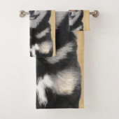 Shiba Inu (Schwarz und Tan) Malerei - Hundekunst Badhandtuch Set (Insitu)