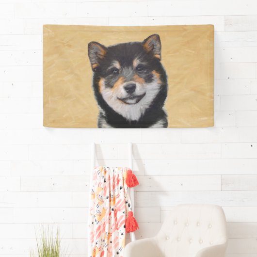 Shiba Inu (Schwarz und Tan) Malerei - Hundekunst Banner (Insitu)