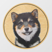 Shiba Inu (Schwarz und Tan) Malerei - Hundekunst Fensteraufkleber (Blatt)