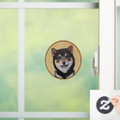Shiba Inu (Schwarz und Tan) Malerei - Hundekunst Fensteraufkleber (Zuhause)