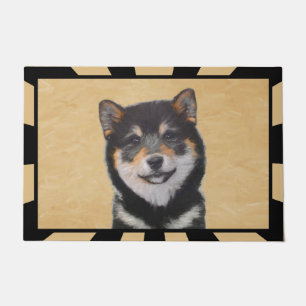 Shiba Inu (Schwarz und Tan) Malerei - Hundekunst Fußmatte