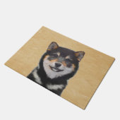 Shiba Inu (Schwarz und Tan) Malerei - Hundekunst Fußmatte (Schrägansicht)