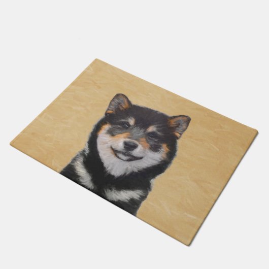 Shiba Inu (Schwarz und Tan) Malerei - Hundekunst Fußmatte (Schrägansicht)