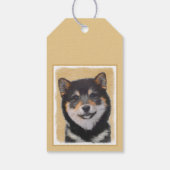 Shiba Inu (Schwarz und Tan) Malerei - Hundekunst Geschenkanhänger (Rückseite)