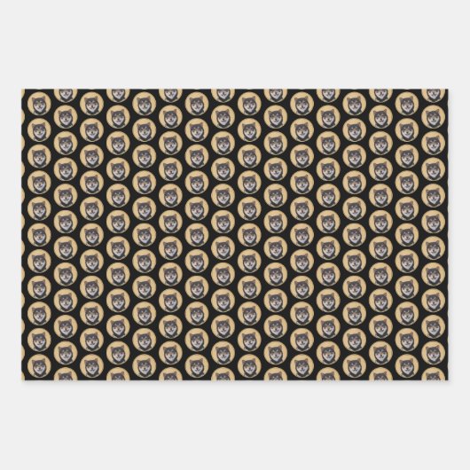 Shiba Inu (Schwarz und Tan) Malerei - Hundekunst Geschenkpapier Set (Vorderseite 3)