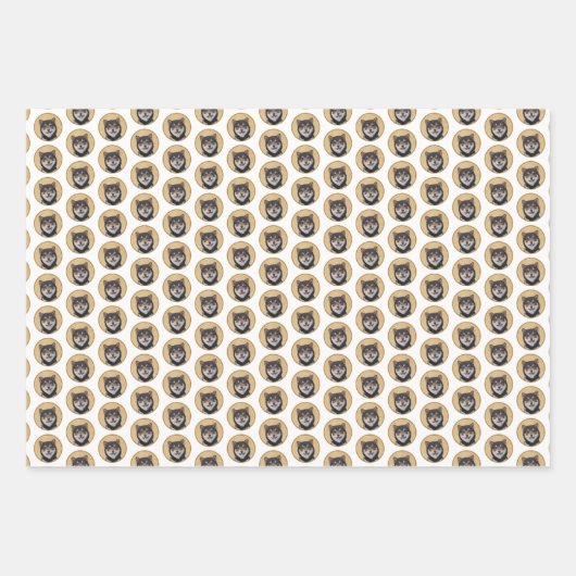 Shiba Inu (Schwarz und Tan) Malerei - Hundekunst Geschenkpapier Set (Vorderseite 2)