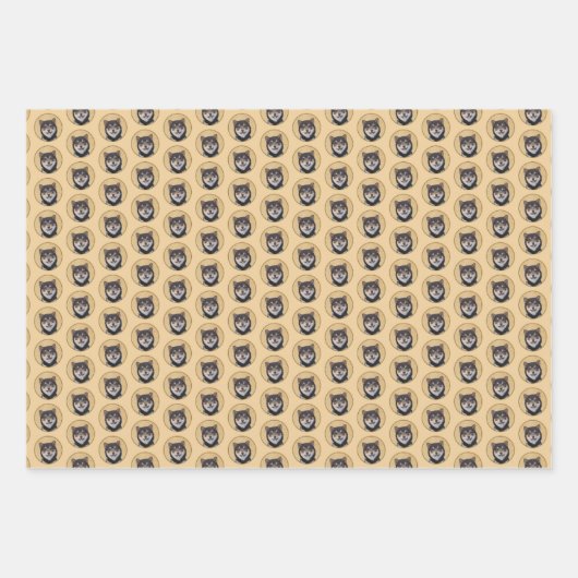 Shiba Inu (Schwarz und Tan) Malerei - Hundekunst Geschenkpapier Set (Vorderseite)