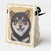 Shiba Inu (Schwarz und Tan) Malerei - Hundekunst Geschenkschachtel (Rückseite)