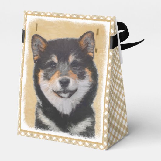 Shiba Inu (Schwarz und Tan) Malerei - Hundekunst Geschenkschachtel (Rückseite)