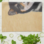 Shiba Inu (Schwarz und Tan) Malerei - Hundekunst Geschirrtuch (Gefaltet)