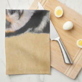 Shiba Inu (Schwarz und Tan) Malerei - Hundekunst Geschirrtuch (Viertel Falte)