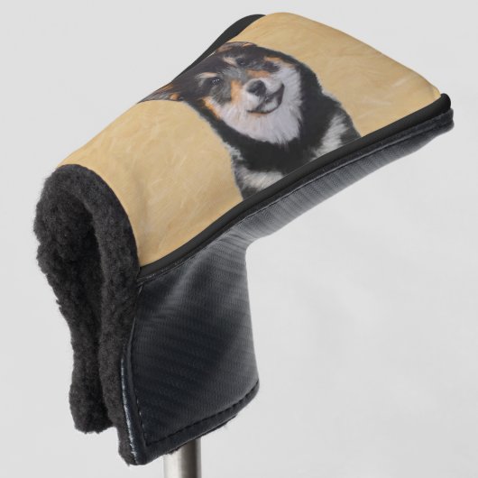 Shiba Inu (Schwarz und Tan) Malerei - Hundekunst Golf Headcover (3/4 Vorderseite)
