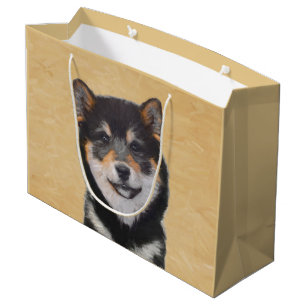Shiba Inu (Schwarz und Tan) Malerei - Hundekunst Große Geschenktüte