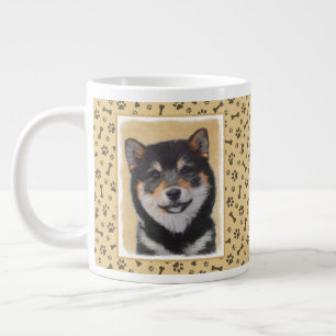 Shiba Inu (Schwarz und Tan) Malerei - Hundekunst Jumbo-Tasse