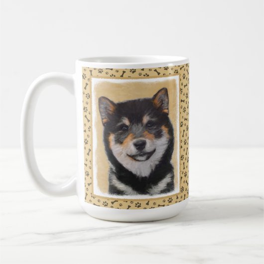 Shiba Inu (Schwarz und Tan) Malerei - Hundekunst Kaffeetasse (Links)