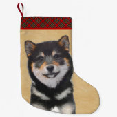 Shiba Inu (Schwarz und Tan) Malerei - Hundekunst Kleiner Weihnachtsstrumpf (Vorderseite)