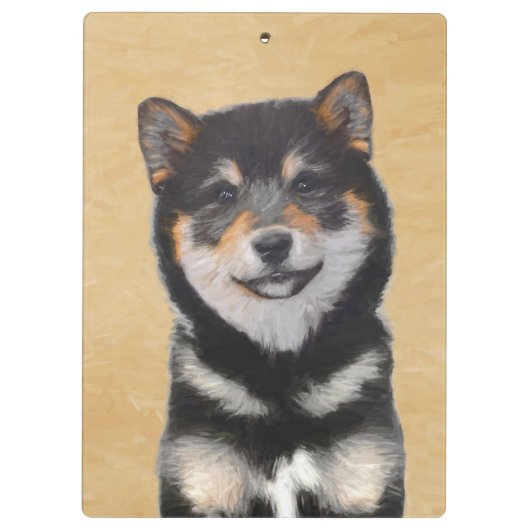 Shiba Inu (Schwarz und Tan) Malerei - Hundekunst Klemmbrett (Rückseite)