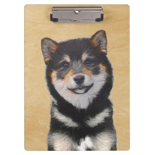 Shiba Inu (Schwarz und Tan) Malerei - Hundekunst Klemmbrett (Vorderseite)