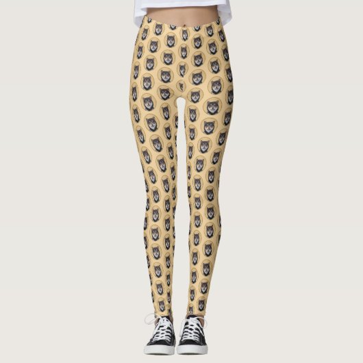 Shiba Inu (Schwarz und Tan) Malerei - Hundekunst Leggings (Vorderseite)