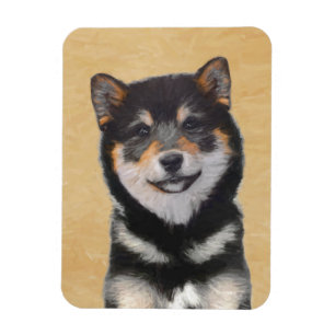 Shiba Inu (Schwarz und Tan) Malerei - Hundekunst Magnet